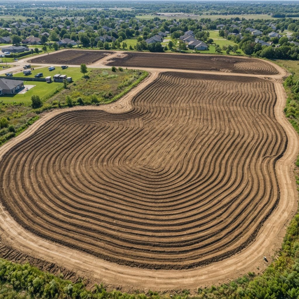 Cleared residential lot with grading